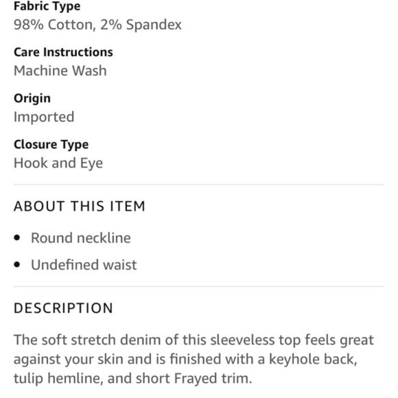 BCBGeneration Denim Frayed Crop Sleeveless Tee Tank Size S - Picture 4 of 7